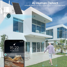 Load image into Gallery viewer, WiFi PTZ Camera Outdoor Wireless Solar IP Camera 4MP HD Built-in Battery Video Surveillance Camera Long Time Standby iCsee APP