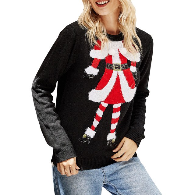 Winter 2020 Women's Christmas Sweater O-Neck Long Sleeves pull de noel femme Knitwear Loose Casual Fit Feminine jersey navidad