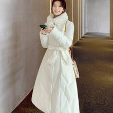 Load image into Gallery viewer, Winter Coat Women Belt Lapel Long Women Jacket Casual Solid Cotton-Padded Clothes Elegant Female Slim Warm Parka Outwear Jacket