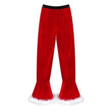 Load image into Gallery viewer, Winter High Waist Flared Pants Casual Faux Fur Adorned Bell Bottoms Trousers Women Vintage Velvet Christmas Pants Sweatpant