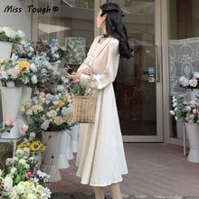 Load image into Gallery viewer, Winter Kawaii Vintage One Piece Dress Women Elegant Lace Party Midi Dress Female Solid Korean Fashion Bow Designer Dress 2021