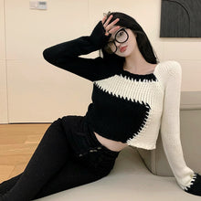 Load image into Gallery viewer, Winter Knitted Y2k Pullover Sweater Women Patchwork Korean Fashion Sweater Tops Female Chic Loose Knitwear Sweater 2021 Autumn