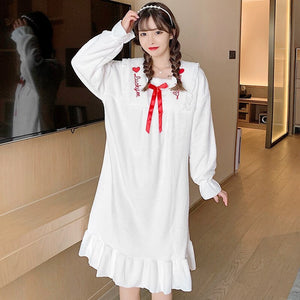 Winter Long Sleeve Thick Warm Flannel Nightgowns for Women Coral Velvet Loose Long Dress Sleepwear Night Dress Nightdress Nighty