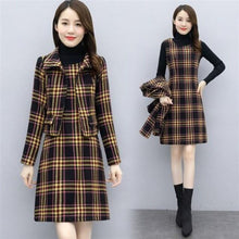 Load image into Gallery viewer, Winter Mother Fashion Temperament Woolen Two-Piece Sets Short Coat + Vest Dress Party Warm Women Suits Plus Size M-4XL