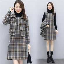 Load image into Gallery viewer, Winter Mother Fashion Temperament Woolen Two-Piece Sets Short Coat + Vest Dress Party Warm Women Suits Plus Size M-4XL