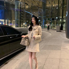 Load image into Gallery viewer, Winter Suits Female Temperament Pink Tweed Jacket Slim Skirt 2-Piece Matching Sets Single Breasted Cute Outfits Women Cardigan