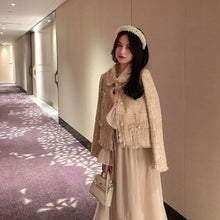 Load image into Gallery viewer, Winter Suits Female Temperament Pink Tweed Jacket + Slim Skirt 2-Piece Sets Single Breasted Cute Women