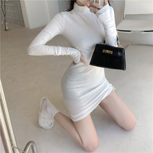 Load image into Gallery viewer, Winter Turtleneck Knitted Sweater Dress Women Sexy White Bodycon Party Mini Dress Female Elegant Korean Designer Y2K Dress 2021
