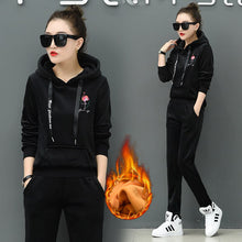 Load image into Gallery viewer, Winter Velvet Tracksuit Women Two Piece Set Warm Clothes Hoodies Fleece Sweatshirt and Pants Velour Suits Female Thicken Outfits