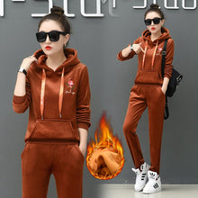 Load image into Gallery viewer, Winter Velvet Tracksuit Women Two Piece Set Warm Clothes Hoodies Fleece Sweatshirt and Pants Velour Suits Female Thicken Outfits