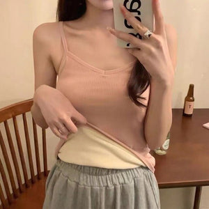 Winter Warm Velvet Vest for Women Thermal Underwear Solid Color Slim Cozy Camisole Thicken Sling Vest Top Bottoming Clothing New