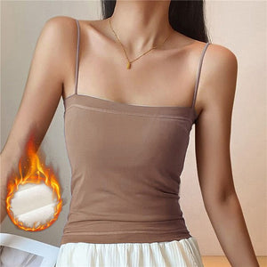 Winter Warm Velvet Vest for Women Thermal Underwear Solid Color Slim Cozy Camisole Thicken Sling Vest Top Bottoming Clothing New