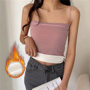 Winter Warm Velvet Vest for Women Thermal Underwear Solid Color Slim Cozy Camisole Thicken Sling Vest Top Bottoming Clothing New
