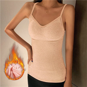Winter Warm Velvet Vest for Women Thermal Underwear Solid Color Slim Cozy Camisole Thicken Sling Vest Top Bottoming Clothing New