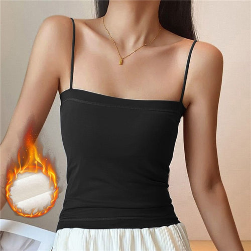 Winter Warm Velvet Vest for Women Thermal Underwear Solid Color Slim Cozy Camisole Thicken Sling Vest Top Bottoming Clothing New