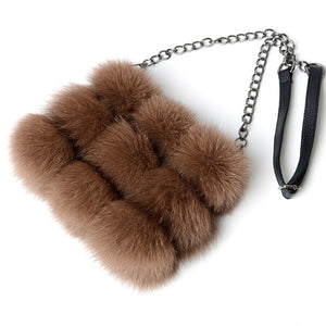 Winter Woman Bag Genuine Fox Fur Leather Handbags Women&#39;s Leather Shoulder Crossbody Bags High Quality Women Totes Messenger Bag