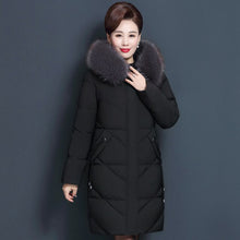 Load image into Gallery viewer, Winter Women Jacket Parkas Middle-aged Cotton Jacket Mid Long Parka Plus Velvet Warm Female Cotton Padded Jacket Loose Outwear