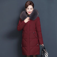Load image into Gallery viewer, Winter Women Jacket Parkas Middle-aged Cotton Jacket Mid Long Parka Plus Velvet Warm Female Cotton Padded Jacket Loose Outwear
