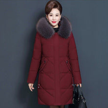 Load image into Gallery viewer, Winter Women Jacket Parkas Middle-aged Cotton Jacket Mid Long Parka Plus Velvet Warm Female Cotton Padded Jacket Loose Outwear