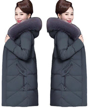 Load image into Gallery viewer, Winter Women Jacket Parkas Middle-aged Cotton Jacket Mid Long Parka Plus Velvet Warm Female Cotton Padded Jacket Loose Outwear