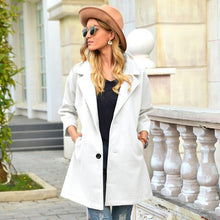 Load image into Gallery viewer, Winter Women&#39;s Coat 2020 Fashion Solid Color Turn-Down Collar Three Quarter Sleeve Button Pocket Casual Long Outwear