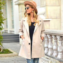 Load image into Gallery viewer, Winter Women&#39;s Coat 2020 Fashion Solid Color Turn-Down Collar Three Quarter Sleeve Button Pocket Casual Long Outwear