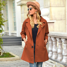 Load image into Gallery viewer, Winter Women&#39;s Coat 2020 Fashion Solid Color Turn-Down Collar Three Quarter Sleeve Button Pocket Casual Long Outwear