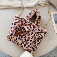 Load image into Gallery viewer, Winter new fashion shoulder bag female leopard female bag chain large plush winter handbag Messenger bag soft warm fur bag