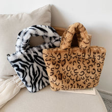 Load image into Gallery viewer, Winter new fashion shoulder bag female leopard female bag chain large plush winter handbag Messenger bag soft warm fur bag