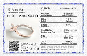 With Certificate Luxury Solitaire 2.0ct Zirconia Diamond Wedding Ring Original 18K White Gold Pt Silver 925 Ring Women Gift R168