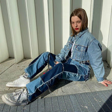 Load image into Gallery viewer, Woman High Waist Pink Vintage Streetwear Hip Hop Straight Jeans Women&#39;s Denim Pants Aesthetic Wide Leg Trousers