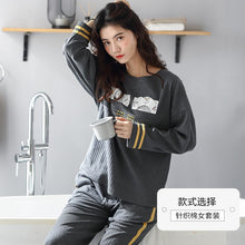 Load image into Gallery viewer, Woman Lovely Wear Leisure Clothes Personality Spring Autumn Dark Gray Print Long Sleeve Women Pajamas For Women Pyjamas Set