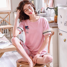Load image into Gallery viewer, Woman Pajamas Sets Hot Summer Short Sleeve Thin 2021 Pyjamas Home Furnishing Clothing Flower Print Sexy Lady Female Sleepwear