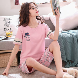 Woman Pajamas Sets Hot Summer Short Sleeve Thin 2021 Pyjamas Home Furnishing Clothing Flower Print Sexy Lady Female Sleepwear