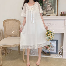 Load image into Gallery viewer, Woman Robe Nightgown  Long Sleepwear Vintage Elegant Homewear Ladies Long Dress Full Length Nighties