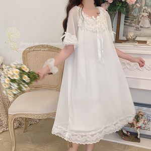Woman Robe Nightgown  Long Sleepwear Vintage Elegant Homewear Ladies Long Dress Full Length Nighties