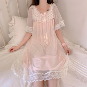 Woman Robe Nightgown  Long Sleepwear Vintage Elegant Homewear Ladies Long Dress Full Length Nighties
