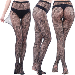 Woman Sexy Lingerie Pantyhose Stockings Long Tube Suspender Mesh Open Crotch Fishnet Panty Bottoming Silk Stockings Sexy Tights