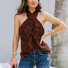 Load image into Gallery viewer, Woman Sexy Off Shoulder Print Corset Tops Summer Clothes For Women Fashion Casual Loose Halter Tank Top Blue Office Top Femme