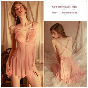 Woman Summer Light Dresses Backless Nightdress Sundresses Nightwear Nightie Silk Dress Women Sexy Sleepwear Nightgown