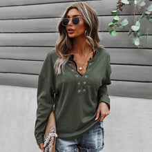 Load image into Gallery viewer, Woman Sweatshirts 2021 Button Korean V-neck Knitted Pullovers Thick Autumn Winter  Loose Solid Hoodies Solid Womens Clothing