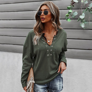 Woman Sweatshirts 2021 Button Korean V-neck Knitted Pullovers Thick Autumn Winter  Loose Solid Hoodies Solid Womens Clothing