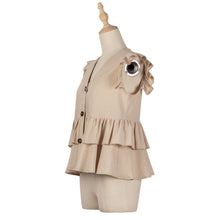 Load image into Gallery viewer, Woman Tops Summer 2021 Ruffle Sleeveless Sexy V-Neck Vest Cute Vintage Streetwear Fashion Loose Casual Tops Mujer Khaki