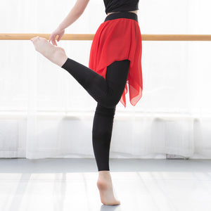 Women 2-in-1 Leggings Soft Modal Chiffon Skirt Asymmetrical Slim Dance  Pilates Ballet Jazz Latin Crop Pants Legging Femme