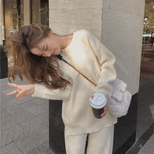 Load image into Gallery viewer, Women 2021 Autumn Winter New Two Piece Set Female Pullover Sweater Knit Tracksuit High Waist Knitted Straight Pants Suit I58