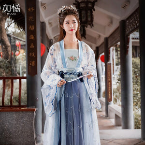 Women 3 Pieces Set Chinese Traditional Hanfu 6 Meters Hem Costume Han Dynasty Girl Dance Wear Lady Fairy Cosplay Princess Suits