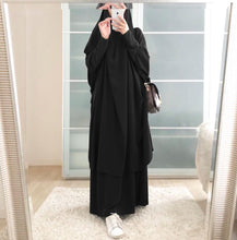 Load image into Gallery viewer, Women Abaya Ramadan 2 Piece Skirt Suits Jilbab Prayer Garment Dress Khimar Hijab Robe Islam Abayat Muslim Sets Islamic Clothing