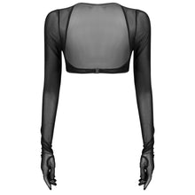 Load image into Gallery viewer, Women Aldult Sexy Summer See-through Mesh Gloves Tops Sun Protection Long Sleeve Open Front Buckle Crop Top Clubwear