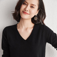 Load image into Gallery viewer, Women Autumn And Winter New Big V-neck Cashmere Sweater Thin Wild Sweater Pullover Large Size Base Sweater Women's Blouse