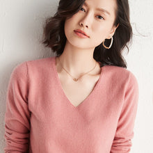 Load image into Gallery viewer, Women Autumn And Winter New Big V-neck Cashmere Sweater Thin Wild Sweater Pullover Large Size Base Sweater Women's Blouse